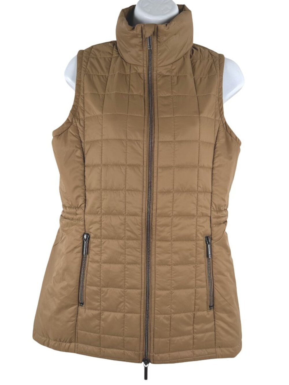 Anatomie Puffer Quilted Vest Womens Small Brown Full Zip Nylon CJ-2385